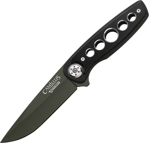 Camillus Black Aluminum/Glass-Filled AUS-8 Stainless Fixed Blade Knife 18510