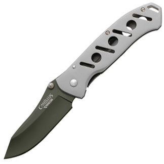 Camillus Wide Blade Linerlock Aluminum Folding AUS-8 Pocket Knife 18513