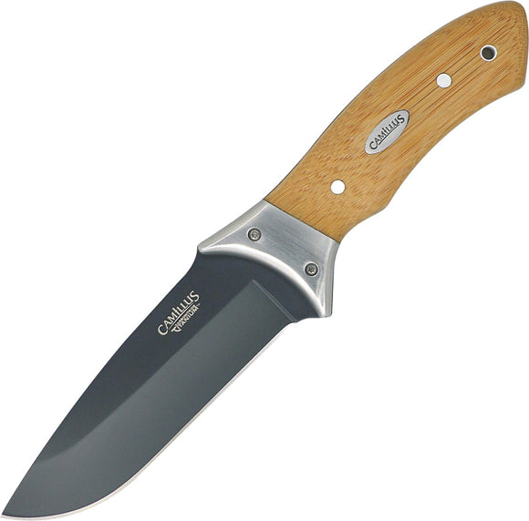 Camillus Hunter Bamboo AUS-8 Stainless Fixed Blade Knife w/ Sheath 18537