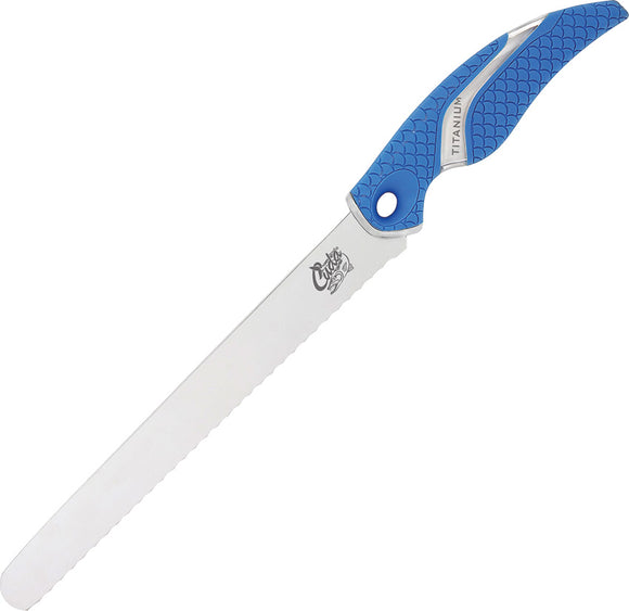 Camillus Cuda Fishing Blue 4116 Stainless Serrated Fixed Blade Chunk Knife 18830