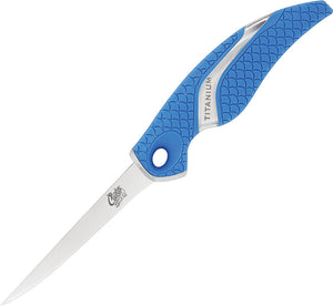 Camillus Cuda Blue Titanium 4116 Stainless Fixed Blade Fillet Knife 18853