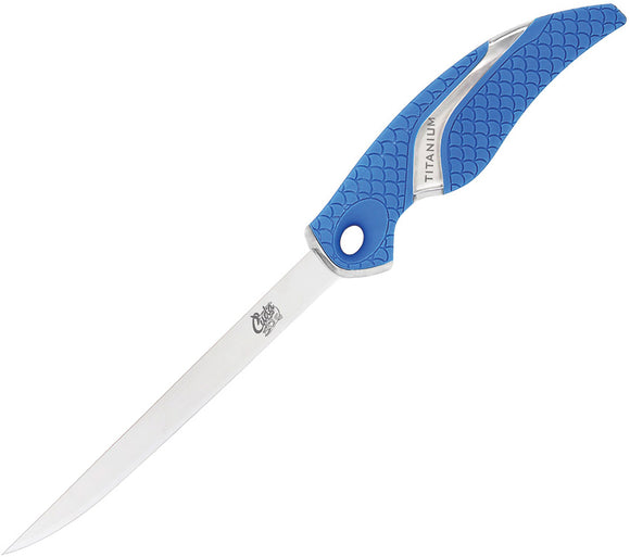 Camillus Cuda Flex Blue 4116 Stainless Fixed Blade Fillet Knife w/ Sheath 18870