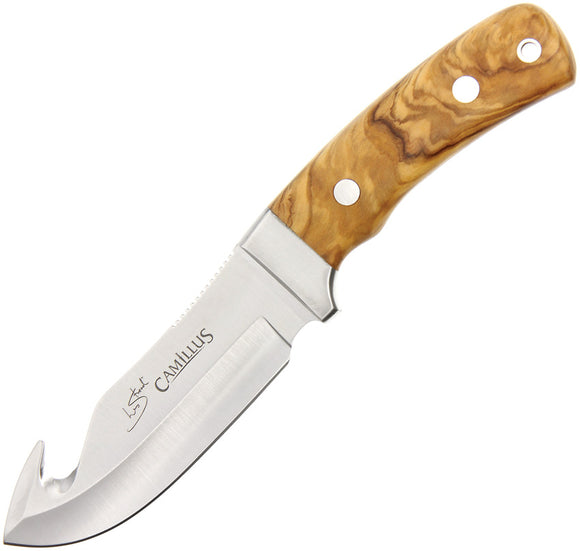 Camillus Les Stroud Aspero Olive Wood 440 Guthook Fixed Blade Knife 19145