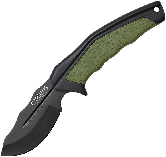 Camillus HT 8.5 Green/Black AUS-8 Stainless Fixed Blade Knife w/ Sheath 19287