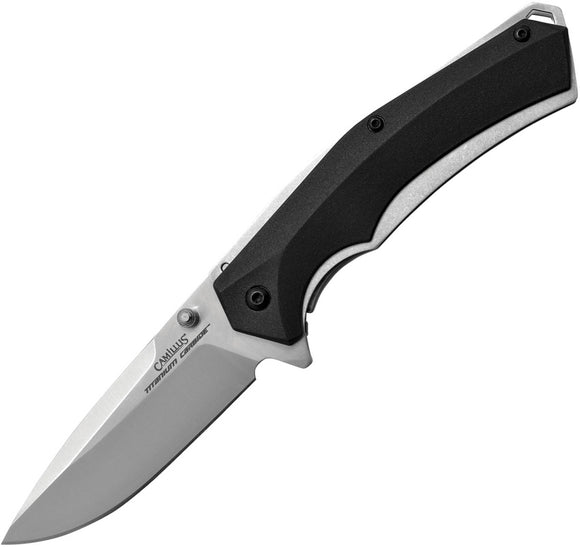 Camillus Linerlock Black Smooth GFN Folding Stainless Steel Pocket Knife 19400