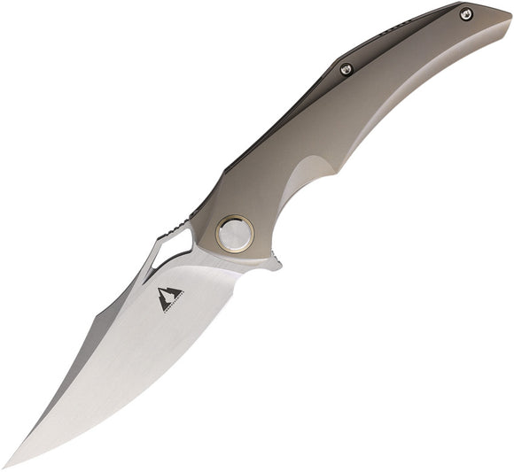 CMB Made Knives Prowler Framelock Gray Titanium Folding M390 Pocket Knife 02G