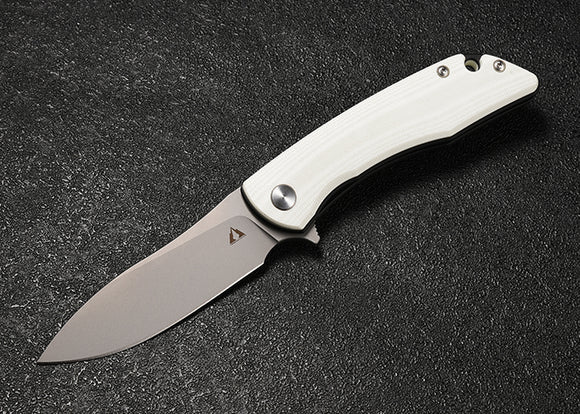 CMB Made Knives Blaze Linerlock White G10 Folding D2 Steel Pocket Knife 06S