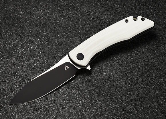CMB Made Knives Blaze Linerlock White G10 Folding 2-Tone D2 Pocket Knife 06W