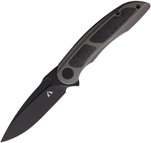 CMB Made Knives Knight Framelock Gray Titanium/CF Folding M390 Pocket Knife 07G