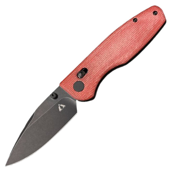 CMB Made Knives Predator Pocket Knife Red Micarta Folding Black 14C28N Blade 08RB