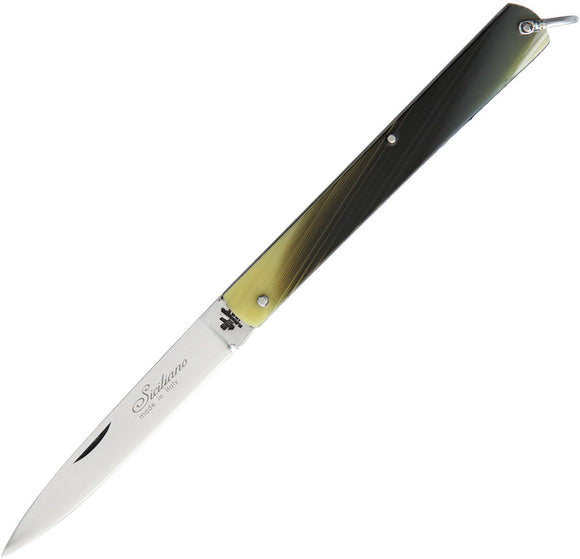 Fraraccio Knives Siciliano Horn Handle Stainless Drop Folding Knife CMF0575101