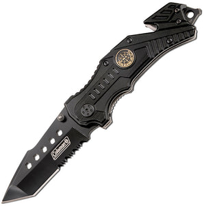 Coleman Linerlock Black Aluminum Folding Stainless Serrated Pocket Knife N1006