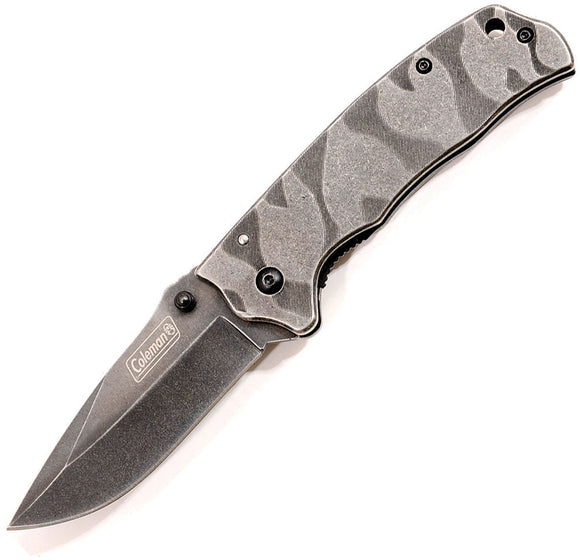 Coleman Linerlock Stonewash Stainless Folding Drop Point Pocket Knife N1008
