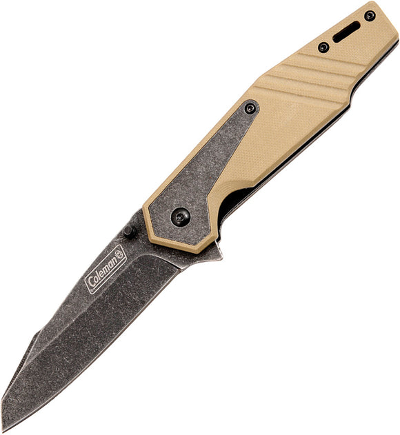 Coleman Linerlock A/O Tan G10 Folding Black Stainless Pocket Knife N1015