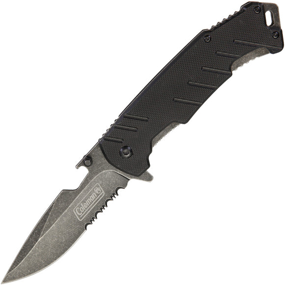 Coleman Linerlock A/O Black G10 Folding Stainless Serrated Pocket Knife N1043
