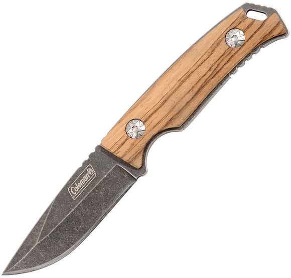 Coleman Zebra Wood Stainless Drop Point Fixed Blade Knife w/ Sheath N2001