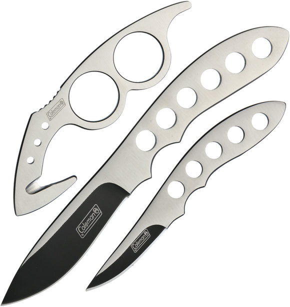 Coleman 3pc Fixed Blade Silver & Black Hunting Knife Set N463001