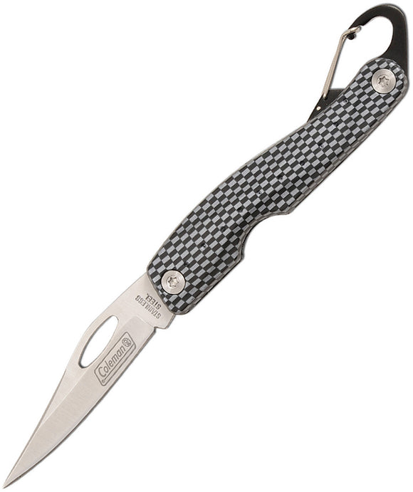 Coleman Black/Silver Folding Stainless Clip Point Carabiner Pocket Knife N6014