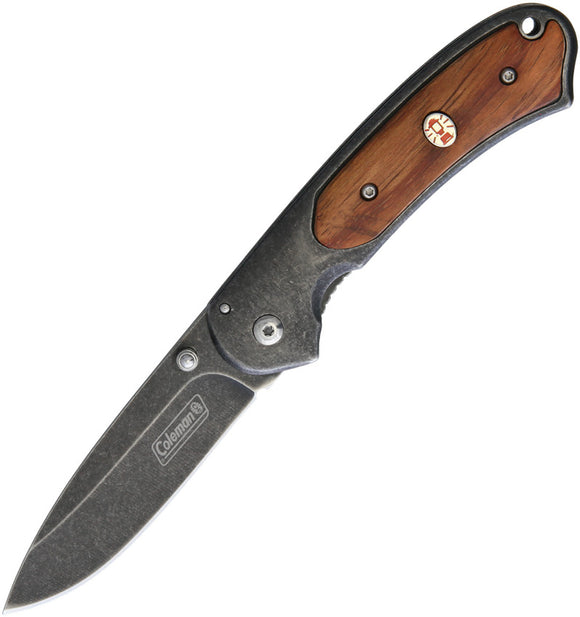 Coleman Linerlock Black/Brown Wood Folding Stainless Pocket Knife NWD014