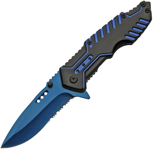 China Made Linerlock A/O Blue Assisted Folding Knife 300413bl