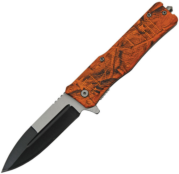 China Made Camo Linerlock A/O Orange Assisted Folding Knife 300513oc