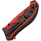 Rite Edge Caution Linerlock A/O Red Aluminum Folding Pocket Knife 300585RD