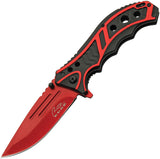 Rite Edge Caution Linerlock A/O Red Aluminum Folding Pocket Knife 300585RD