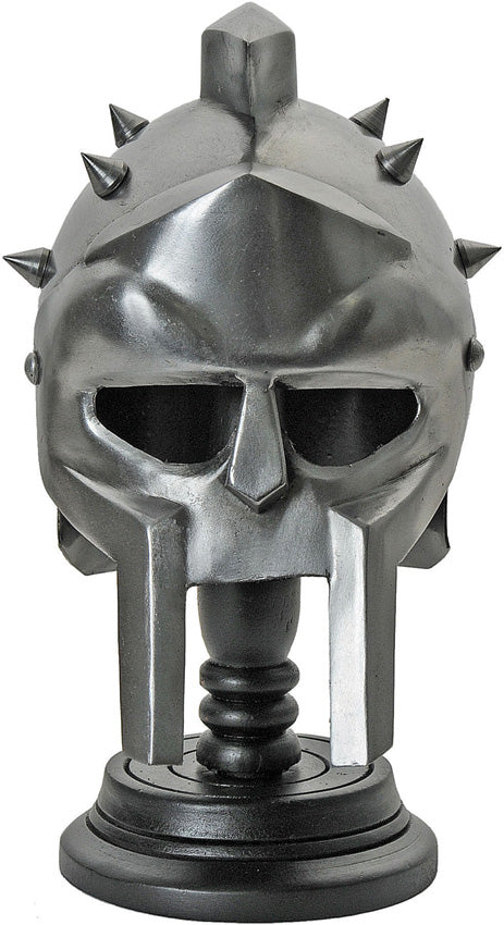 China Made Silver Small Gladiator 18 Gauge Steel Replica Helmet w/ Stand 910979