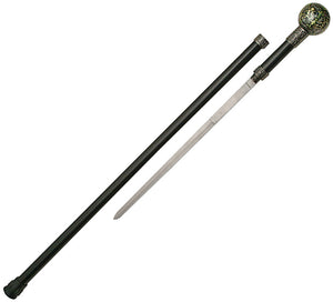 Fleur de Lis Handle Design Black Aluminum Stainless Knife Sword Cane 926875