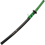 Koi Lake Katana Green Cord Wrapped 1045 Carbon Steel Sword w/ Scabbard 926984