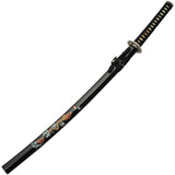 Air Dragon Katana Black Cord Wrapped 1045 Carbon Steel Sword w/ Scabbard 926986