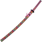 Rainbow Taffy Katana Pink Wrapped 1045 Carbon Steel Sword w/ Scabbard 926992