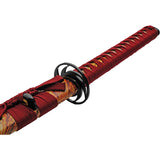 Flaming Skull Katana Red Cord Wrapped 1045 Carbon Steel Sword w/ Scabbard 926993