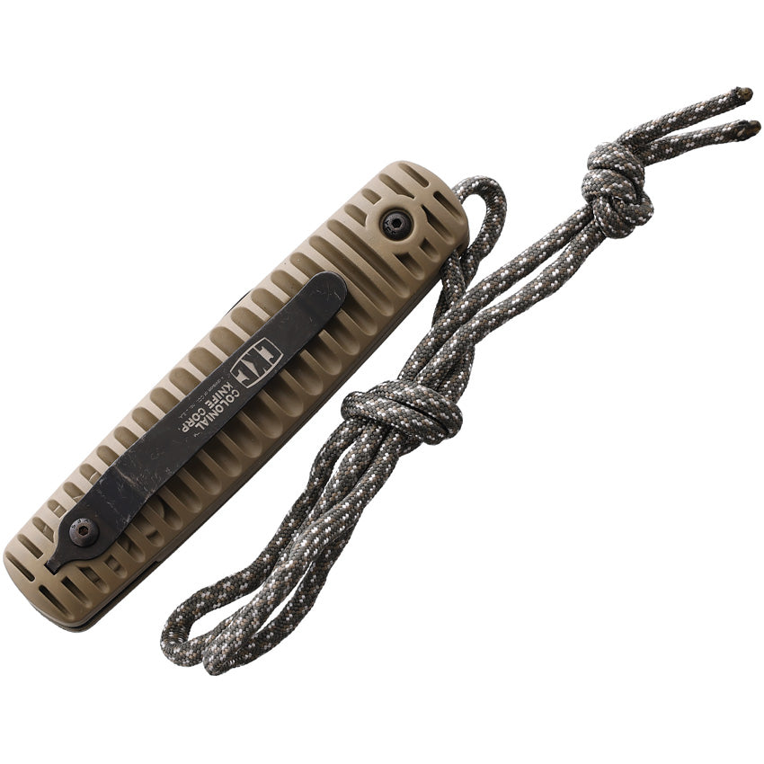 Colonial Automatic Ranger Knife Button Lock Tan Grooved Partially Serr ...