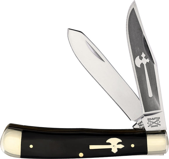 Battle Axe EDC Trapper Factory Second Buffalo Horn Folding Pocket Knife R6219BHE