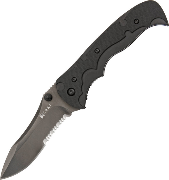 CRKT My Tighe A/O Black EDP Part Serrated Stainless Blade GRN Handle Knife 1091K