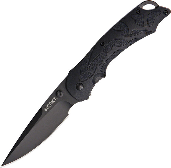 CRKT Moxie Linerlock A/O Black Oxide Coated Folding Blade TPE Handle Knife 1100