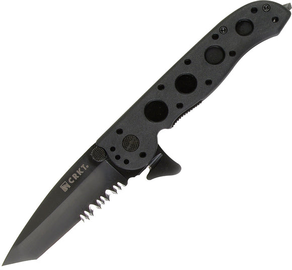 CRKT M16 ZLEK Linerlock Folding Serrated Tanto Blade Black Handle Knife 12ZLEK