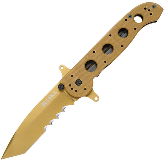 CRKT M16 Big Dog Desert Tan Folding Serrated Tanto Blade G10 Handle Knife 14DFSG  -On Sale