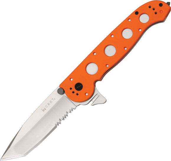 CRKT M16-14 ER Folding Part Serrated Tanto Blade Orange GRN Handle Knife 14ZER