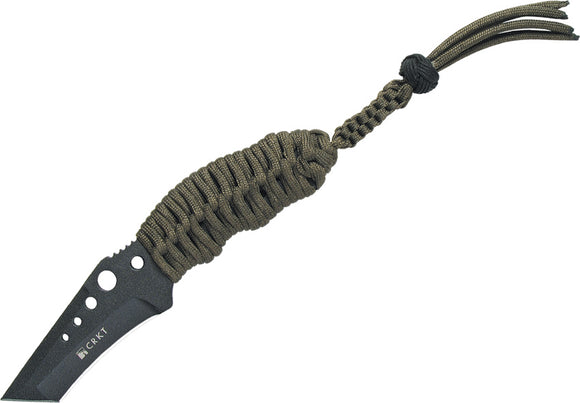 CRKT Triumph Neck Fixed Tanto 2Cr13 Green Paracord Wrapped Handle Knife 2030CW