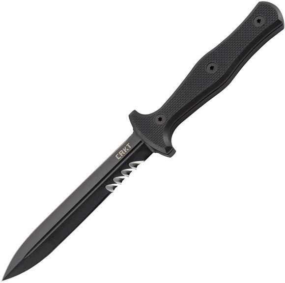 CRKT Sangrador Fixed Carbon Steel Spear Pt Blade Black G10 Handle Knife 2080