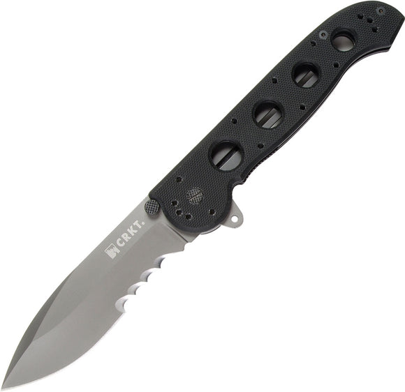CRKT M21 Linerlock Folding Serrated Spear Pt Blade Black G10 Handle Knife 2114G