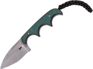 CRKT Minimalist Spear Point Fixed Blade Knife Green Resin 8Cr13MoV Steel 2396