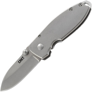 CRKT Squid Framelock Folding Stonewash Drop Pt Blade Stainless Handle Knife 2490