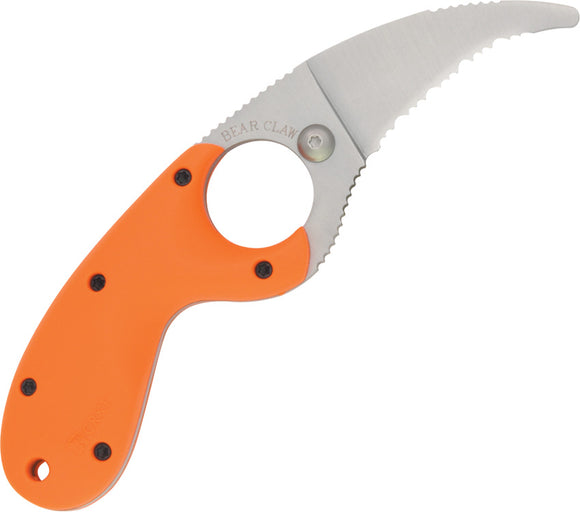 CRKT Bear Claw Fixed Serrated Blade Orange Zytel Handle Knife + Sheath 2510ER