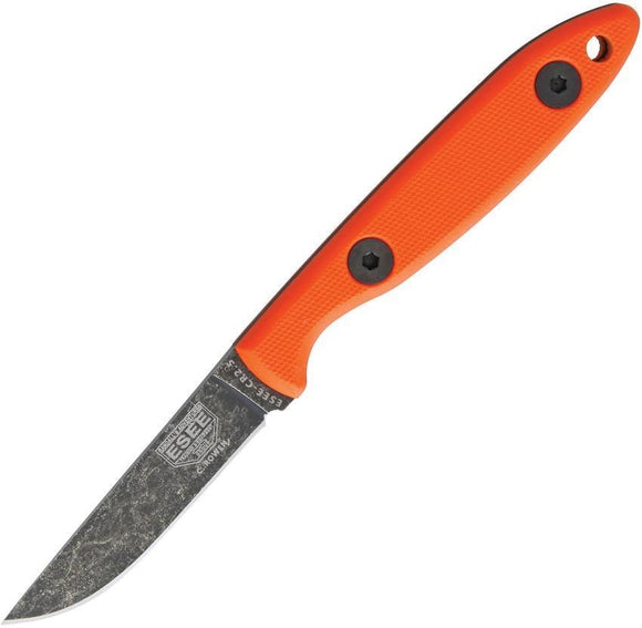 ESEE Camp Lore Orange G10 Fixed 1095HC Blackwash Blade Full Tang Knife