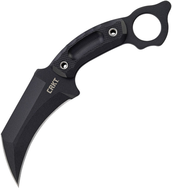 CRKT Du Hoc Fixed Blade Black Handle Finger Ring Knife 2630
