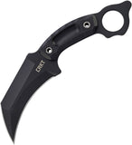 CRKT Du Hoc Fixed Blade Black Handle Finger Ring Knife 2630  -On Sale