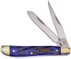 Frost Cutlery Crowing Rooster Trapper Blue Bone Folding Blades Knife